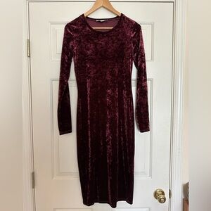Michael Kors Velvet Long Sleeve Midi Bodycon Dress